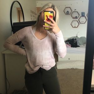 American Eagle Ribbed Pink Tie Dye Top